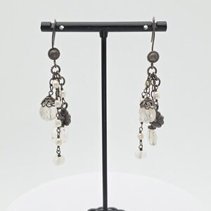Vintage SILPADA Earrings Pearl‎ & Crystal Quartz 925 Sterling Silver Elegant